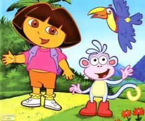 yapboz Dora Explorer ve onu maymun arkadaşı Boots